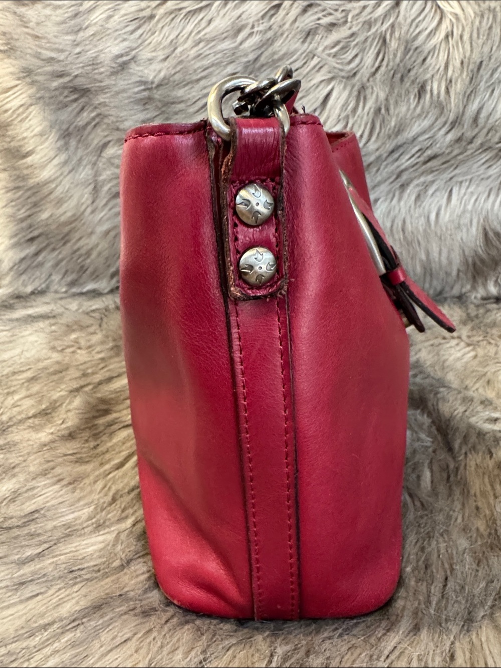 Patricia Nash Red Leather Crossbody Bag with Buckle Strap - Picture 9 of 13